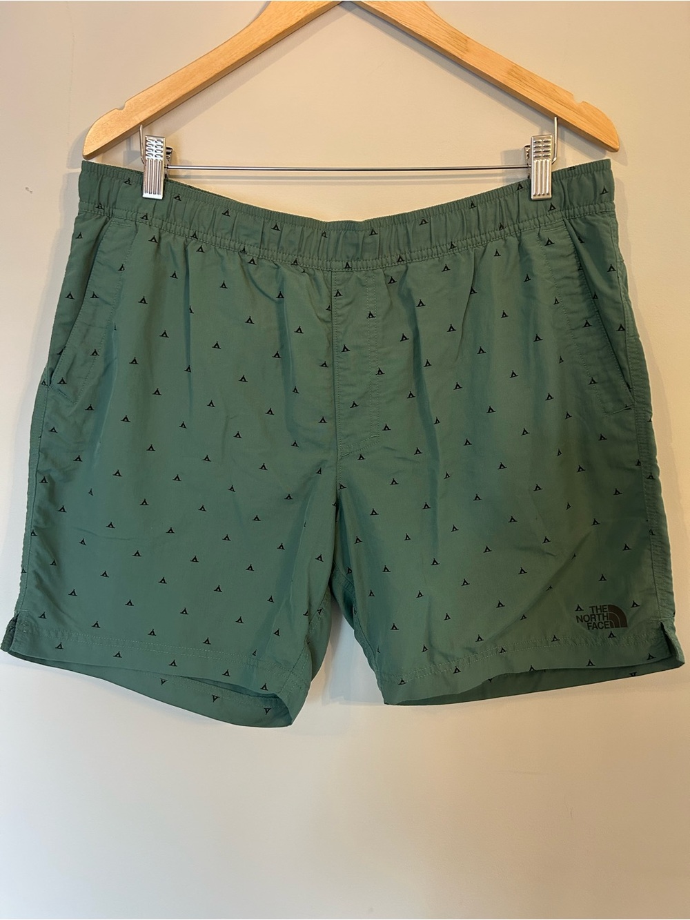 The North Face Men’s Class V Pull On Swim Trunks Green Shorts Camping Print L